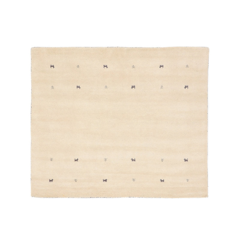 Handwoven Wool Gabbeh Uni White Rug, Square 60cm