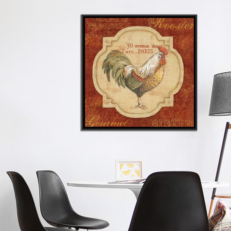 "Rue De Rooster" par Lisa Audit, impression sur toile, H 37 po x l 37 po x P 1,5 po, Toile avec cadre noir, Pas de tapis