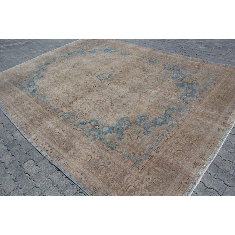 Tapis turc beige anatolien tissé à la main rétro idéal pour le salon