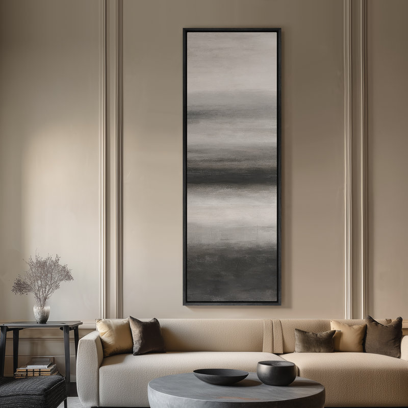 Grande toile murale encadrée - Reproduction de paysage abstrait - 60 po x 20 po, H 60 po x l 20 po, Noir