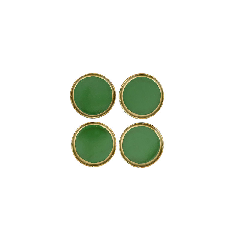 Green and Gold Handcarved Wooden Coasters Set of 4