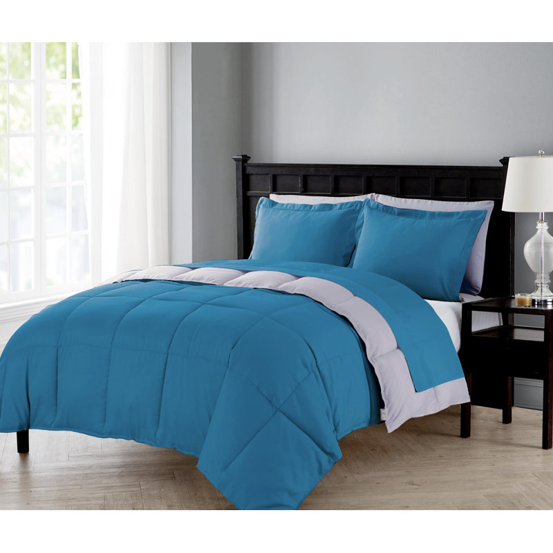 Lincoln Polyester Comforter, Light Blue/White, Full Comforter + 6 Additional Pieces