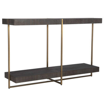 Everly Quinn Yveta Modern Brass / Wood Console Table by Everly Quinn