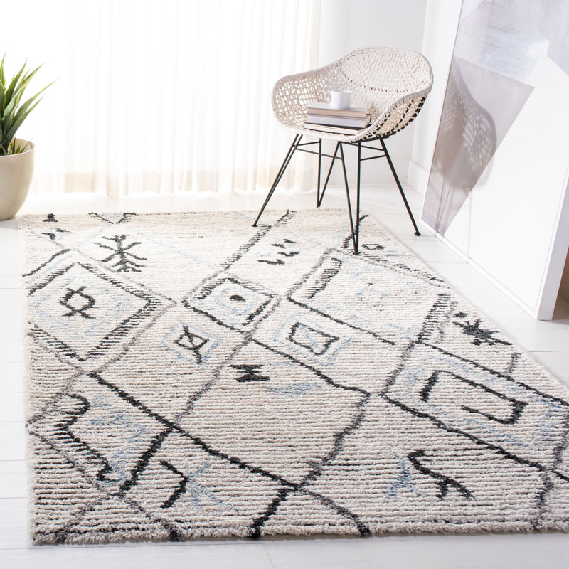 Powell Shag Hand Tufted Wool Southwestern Rug, Rectangle 8' x 10'
