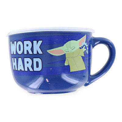Tasse à soupe en céramique 24 oz avec couvercle ventilé Star Wars The Child Work Hard Nap Harder