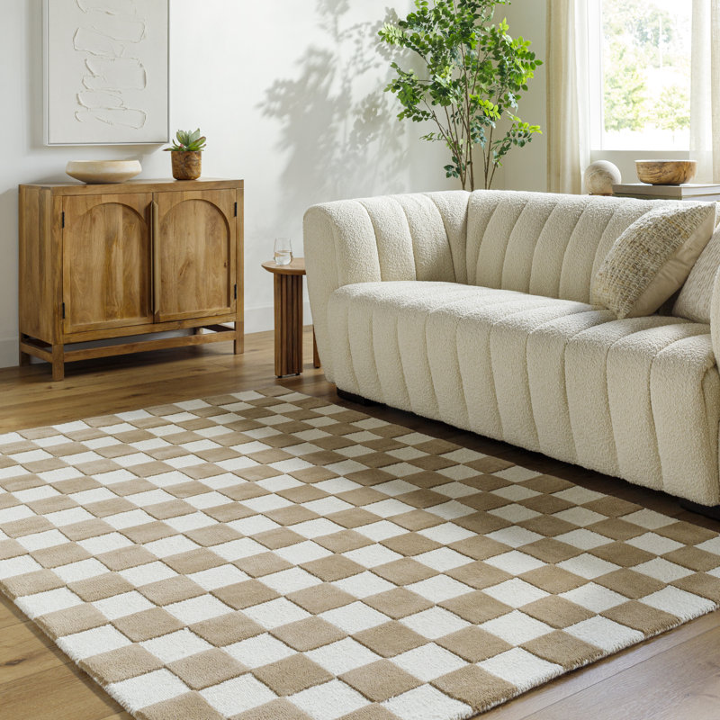 Tapis brun clair touffeté à la main Jenna, Rectangle 8 pi x 10 pi
