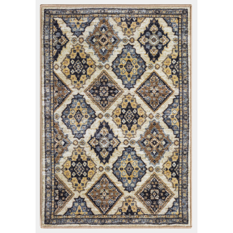 Lyanne Washable Non-Slip Taupe Area Rug, Rectangle 2'2 x 3'3"