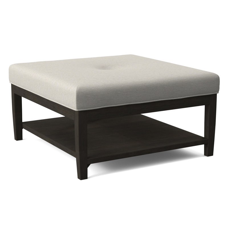 Hammond Square Ottoman, Frost White Finish, White Performance Fabric; 0851-94