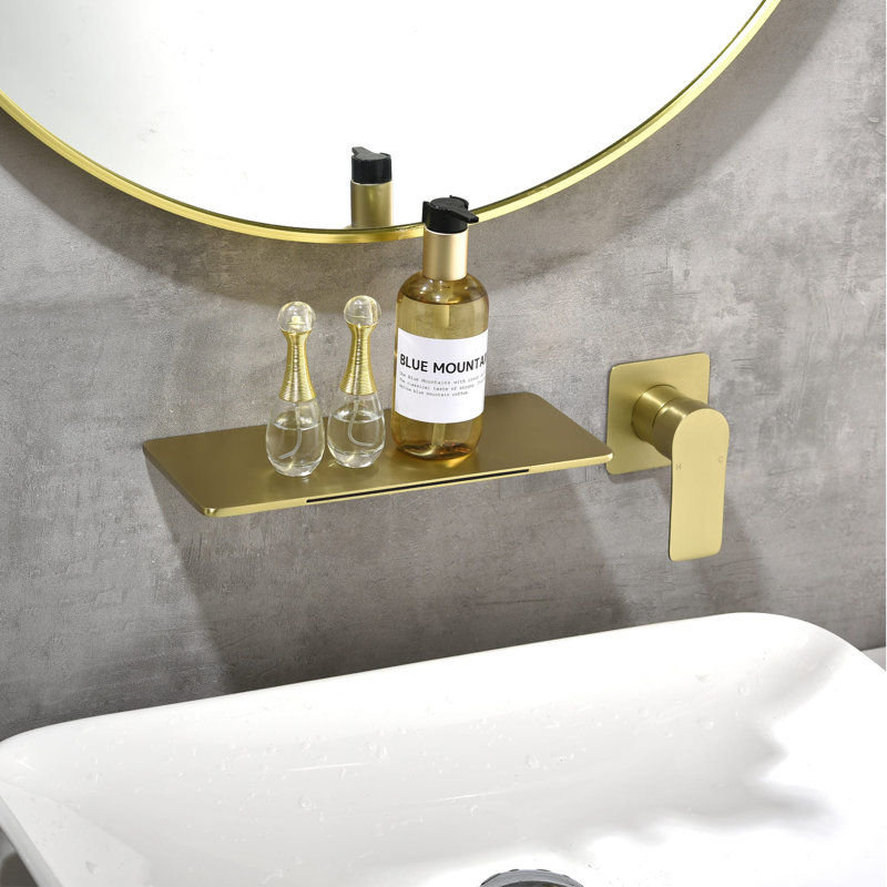 Wall Mounted Single-handle Bathroom Faucet, Brushed Gold
