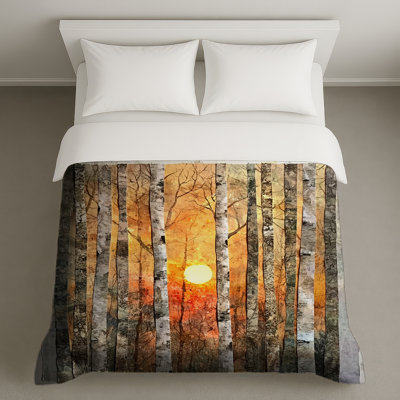 Birch Trees Sunset Duvet Covers