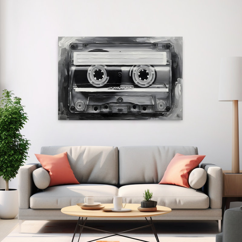 Cassette, art abstrait classique contemporain avec fleur de chat, H 60 po x l 40 po