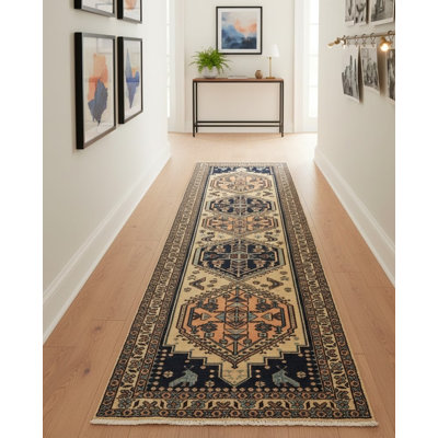 One-of-a-Kind Beige Tribal 2X10 Oriental Runner Rug