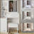 29.2" Small Size Left Bedside Cabinet Vanity Table + Cushioned Stool, Large Sliding, Touch Control, Tri-color Switching, Brightness Adjust LED Mirror, High Capacity Storage, Suitable for Small Space-1411982511