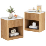 22.44'' Fluted Nightstand with 1-Drawer and Open Cubby (Set of 2)