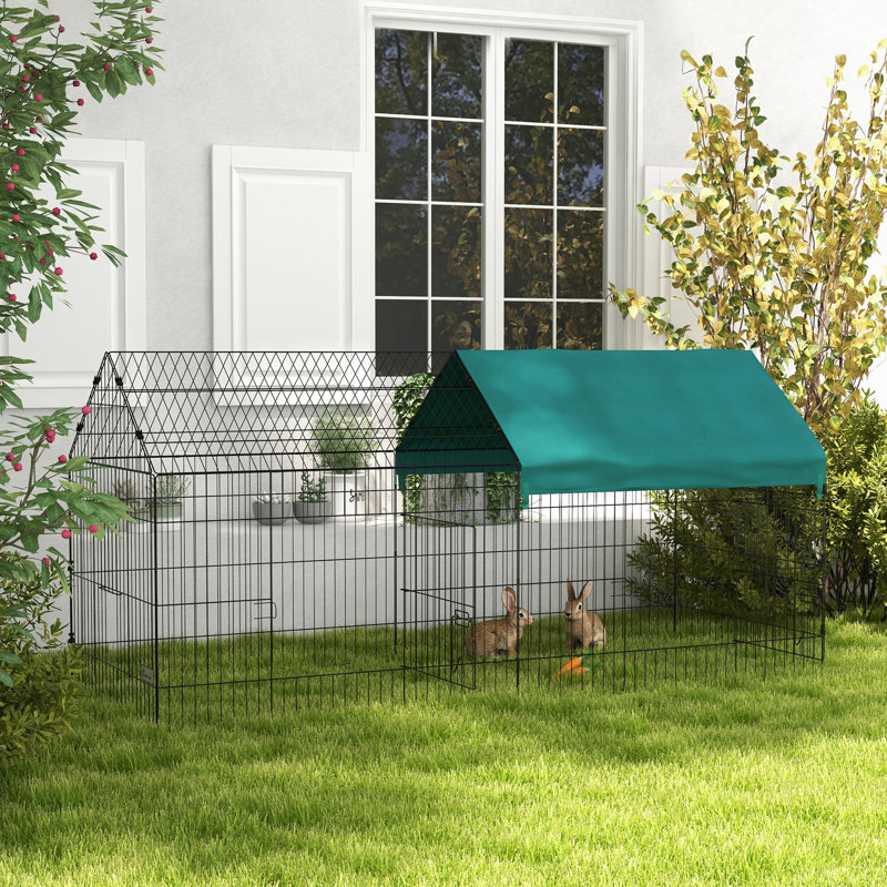 Parc pour petits animaux, clôture de parc pour animaux de compagnie pour lapins, poulet, chinchillas avec toit pour l'intérieur et l'extérieur, vert