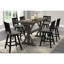 Chaises à hauteur de comptoir rustique en bois d'hévéa massif - gris noir, pivotant à 360 degrés (2 pièces en bois sur 2 pivotantes)-903546608-903546614