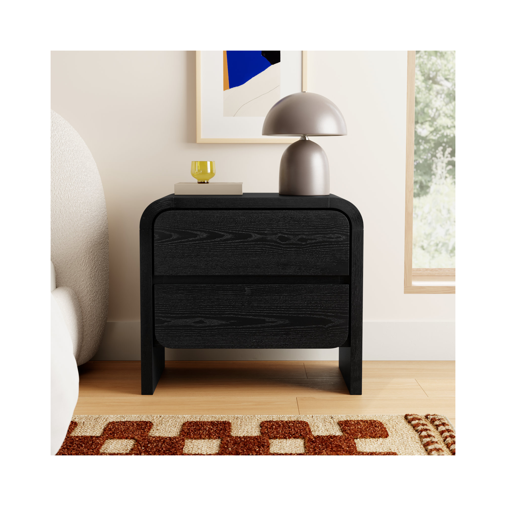 Nori 2 - Drawer Nightstand, Jet Black