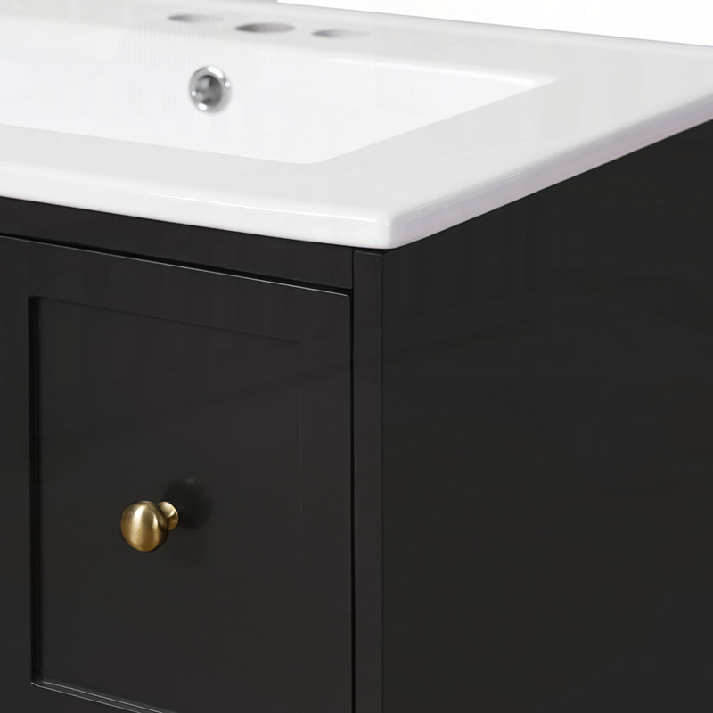Ensemble de meuble-lavabo mural avec rangement spacieux et design élégant, Noir