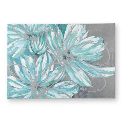 Three Little Abstract Blue Flowers Door Mat - Home Decor