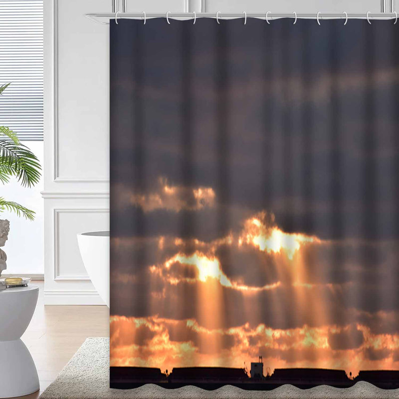 Rideau de douche avec 12 crochets Sunset, L 72 po x l 72 po
