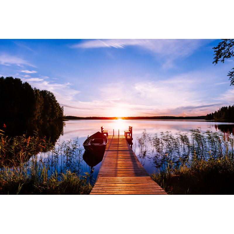 Lac en Finlande - Photographie sur toile tendue, H 32 po x l 48 po