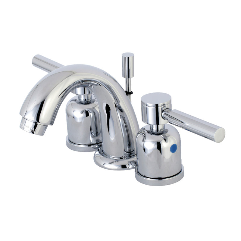 Kingston Brass Concord Two-Handle 3-Hole Deck Mount Widespread Bathroom Faucet with Retail Pop-Up Drain, Polished Chrome