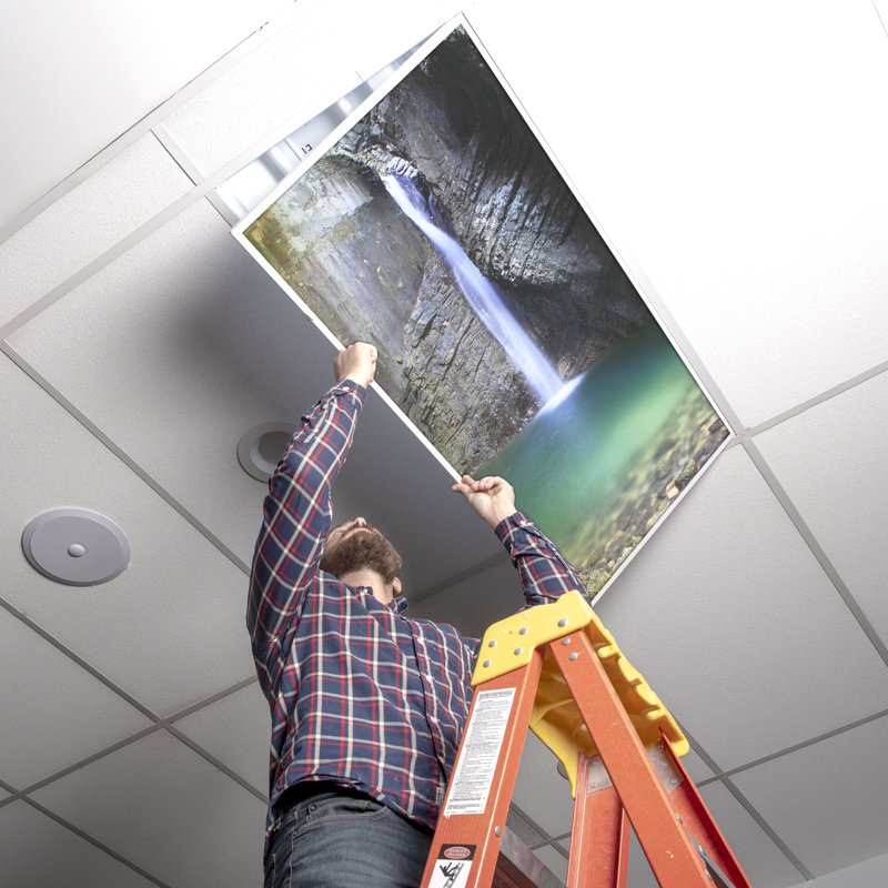 Waterfall Classroom Fluorescent Light Covers for Ceiling Lights - For 2x4 Fixture - by Octo Lights