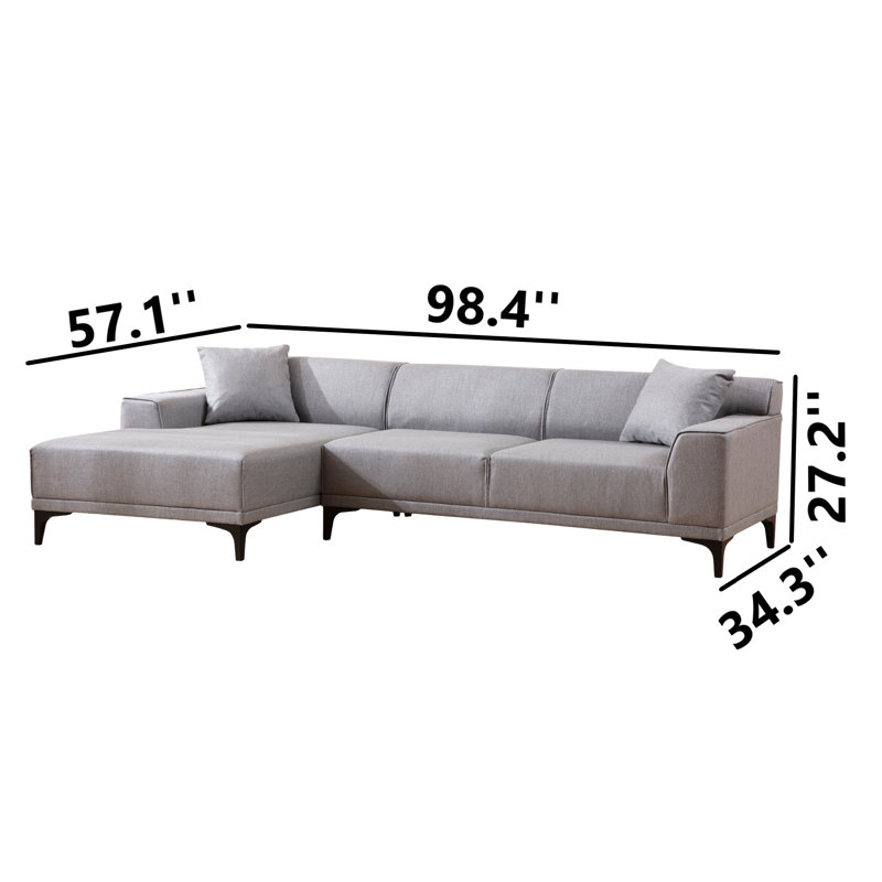 Yoshida Upholstered L-Shaped Sectional Left Hand Facing, Light Grey