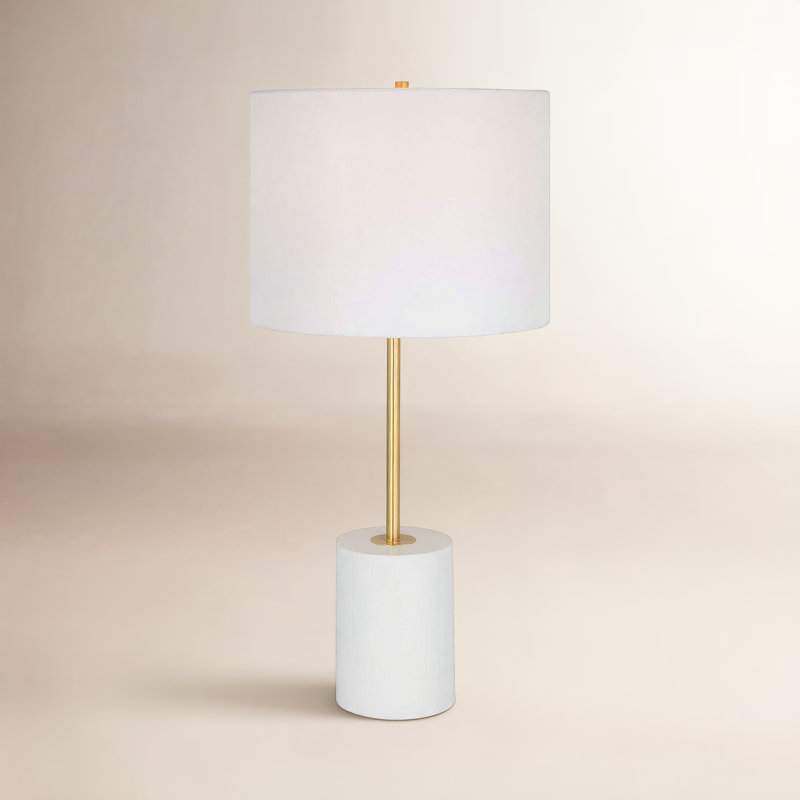 Clyve Metal Table Lamp, White/Gold