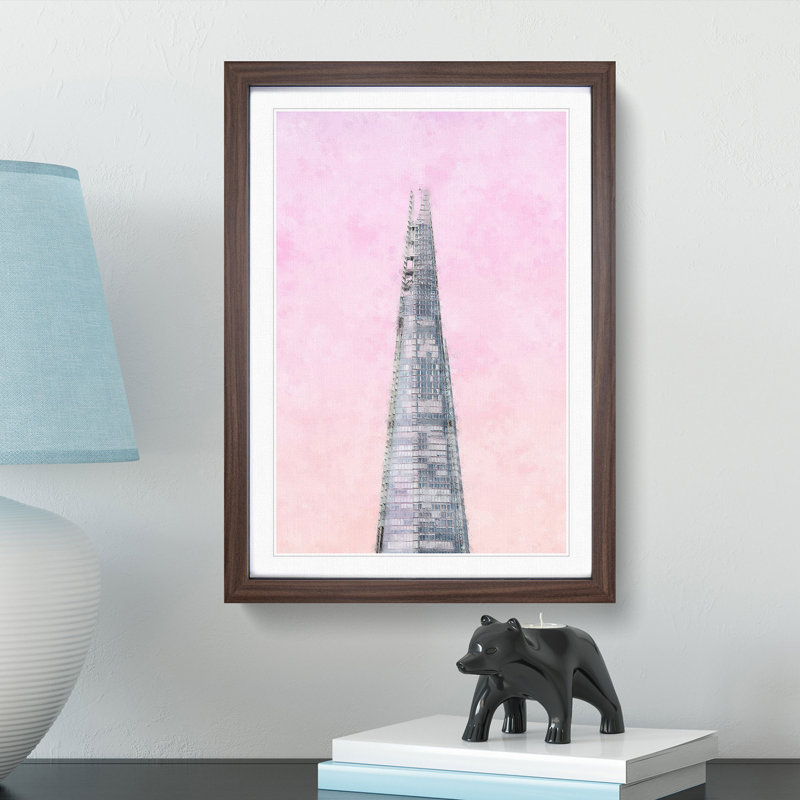 The Shard Building in London - Picture Frame Painting Print, 45cm H x 33cm W x 2cm D, Walnut Framed