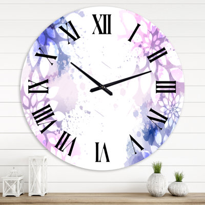 Purple & Pink Abstract With Colorful Splashes II - Modern wall clock