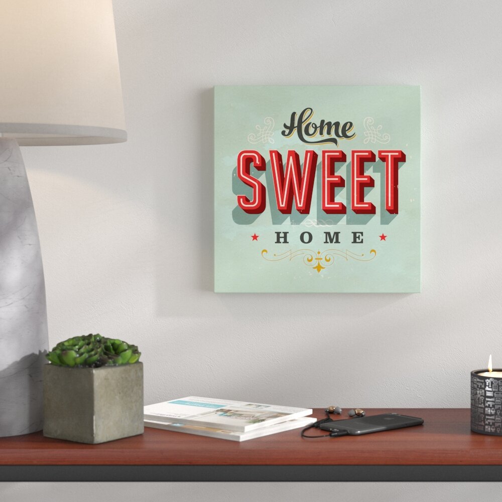 Glasbild Home Sweet Home, Kunstdruck