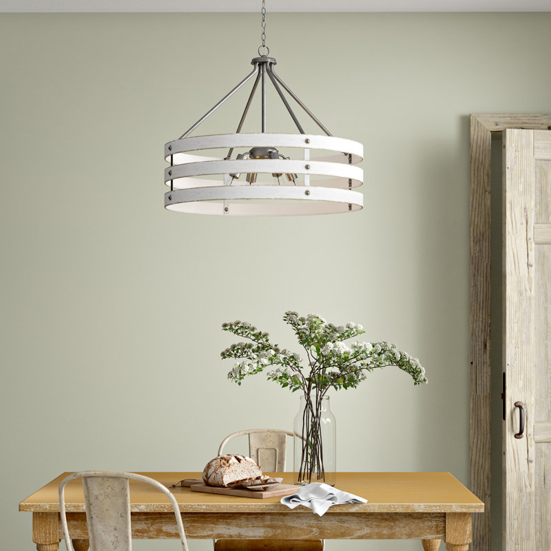 Kingsley 5 - Light Dimmable Drum Chandelier, Antique White, Galvanized