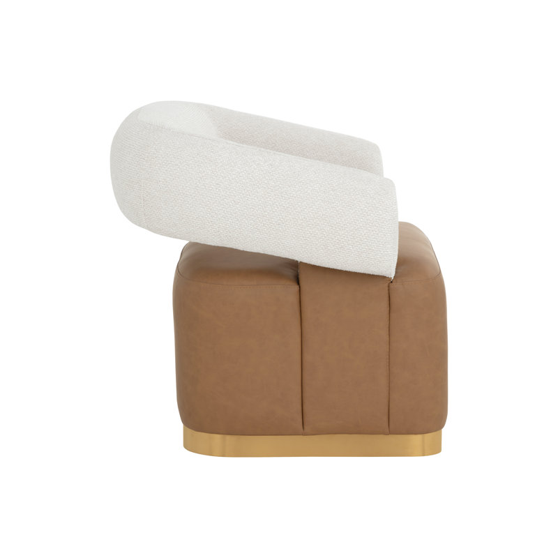 Swivel Lounge Chair, Brown Faux Leather;Cotton;Rayon