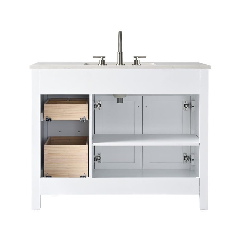 Trevor 42" W Single Vanity, White/Brushed Nickel