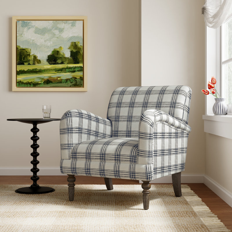 Fauteuil en polyester 29,5 po Arching, Tissu écossais noir