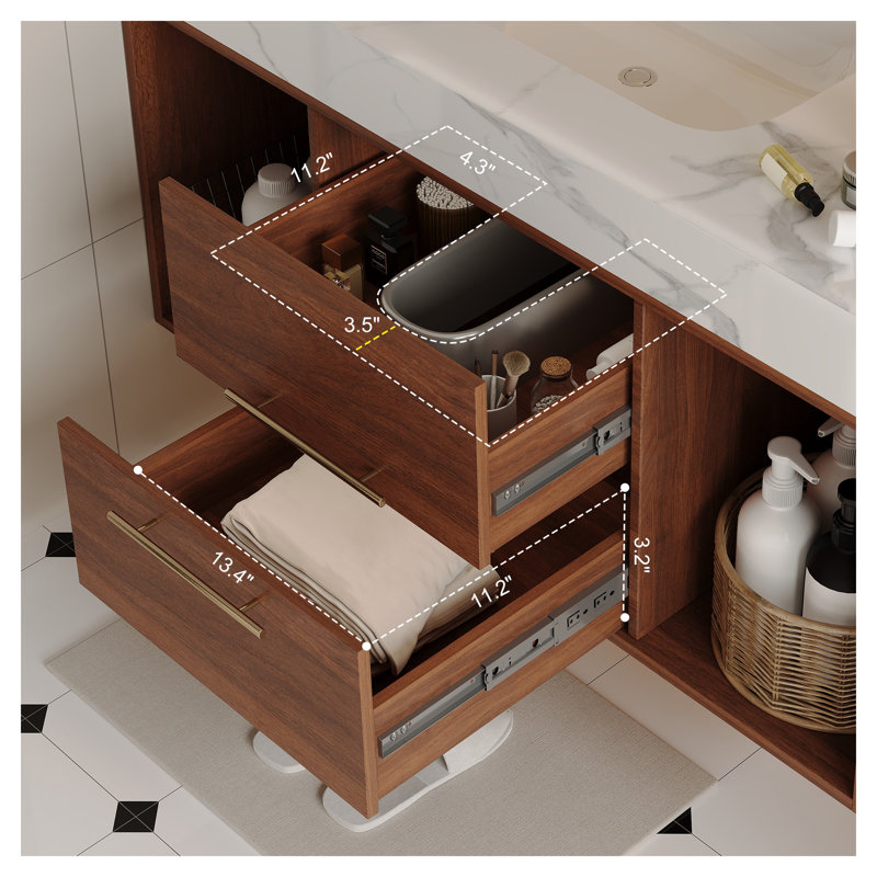 Ensemble de meuble-lavabo flottant 39,4 po Mid-Century