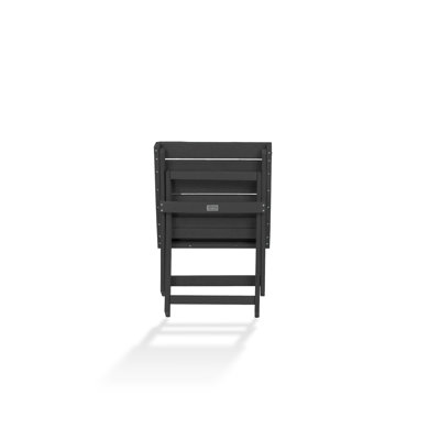 Seaview Fully Assembled All-Weather Recycled HDPE Outdoor Folding Side Table, Black
