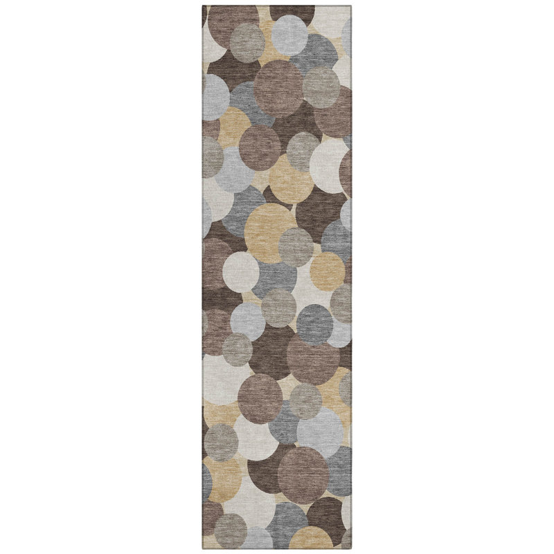 Machine Washable Indoor/Outdoor Chantille ACN2450 Geometric Rug, Chocolate, 2'3" x 7'6" Runner