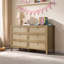 Commode à 6 tiroirs en rotin l 51 po avec poignées dorées Poororo-1722415971