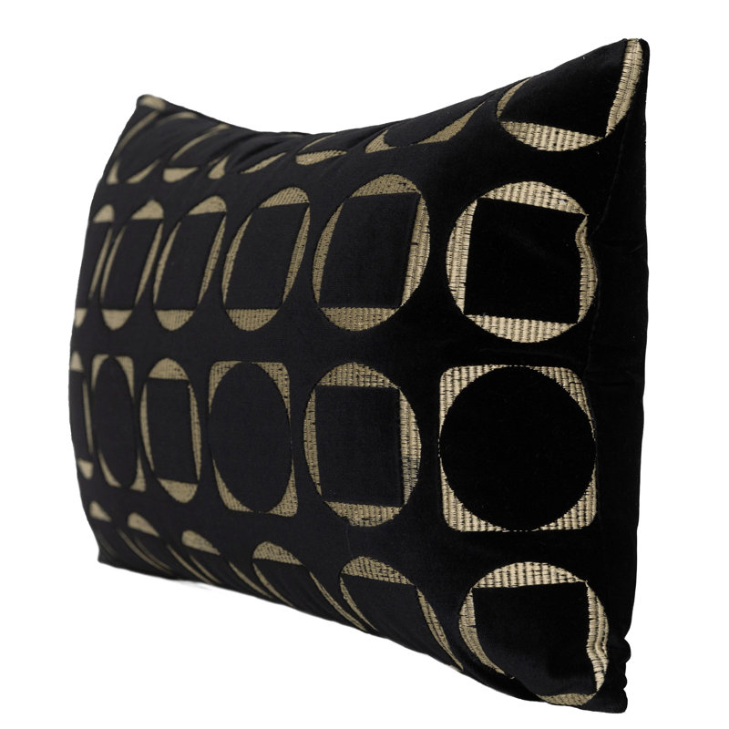 Geometric Velvet Reversible Pillow Cover, 12"H x 20"W, Rectangular