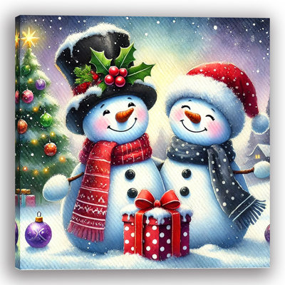 Jolly Gatherings: Snowman Duo Canvas Wall Art