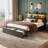 Queen Modern Platform Bed Frame with 2 Storage Drawers, LED Lighting & Charging Station, No Box Spring Required-1997450413