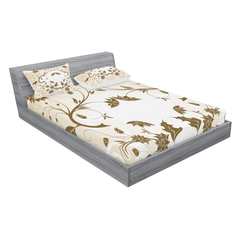 Microfiber Floral Sheet Set, Queen Sheet Set + Fitted Sheet + 2 Pillowcases