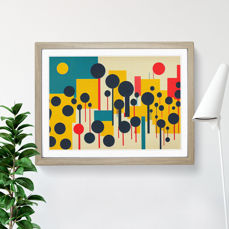 Unforgettable Flower Market Abstract - Framed Print, 46cm H x 64cm W x 2cm D, Oak