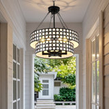 19" Vintage Style Stanined Chandelier With Adjustable Height