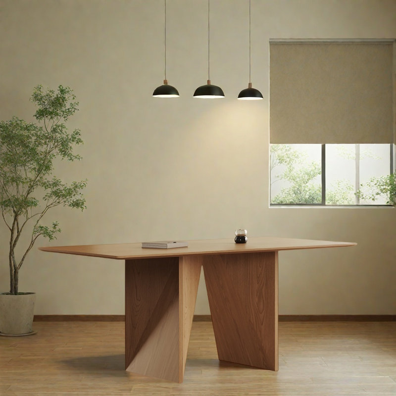 Table de salle à manger rectangulaire en bois de frêne, H 29,52 po x L 70,86 po x l 35,43 po