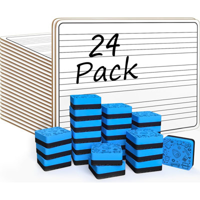 Paquet de 24 tablettes blanches effaçables à sec pour tableau blanc 9 po x 12 po Scribbledo