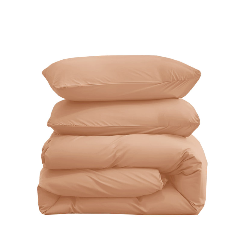 Microfiber Solid Colour Duvet Cover Set, Single Duvet Cover + 1 Pillowcase, Peach
