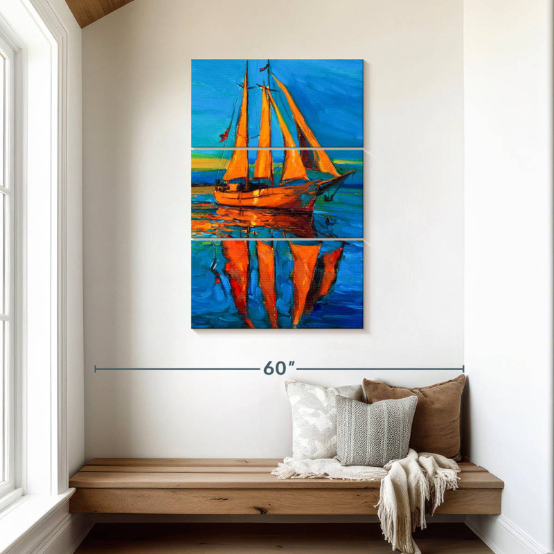 Voilier Mehar Sunlit en mer, H 45 po x l 28 po